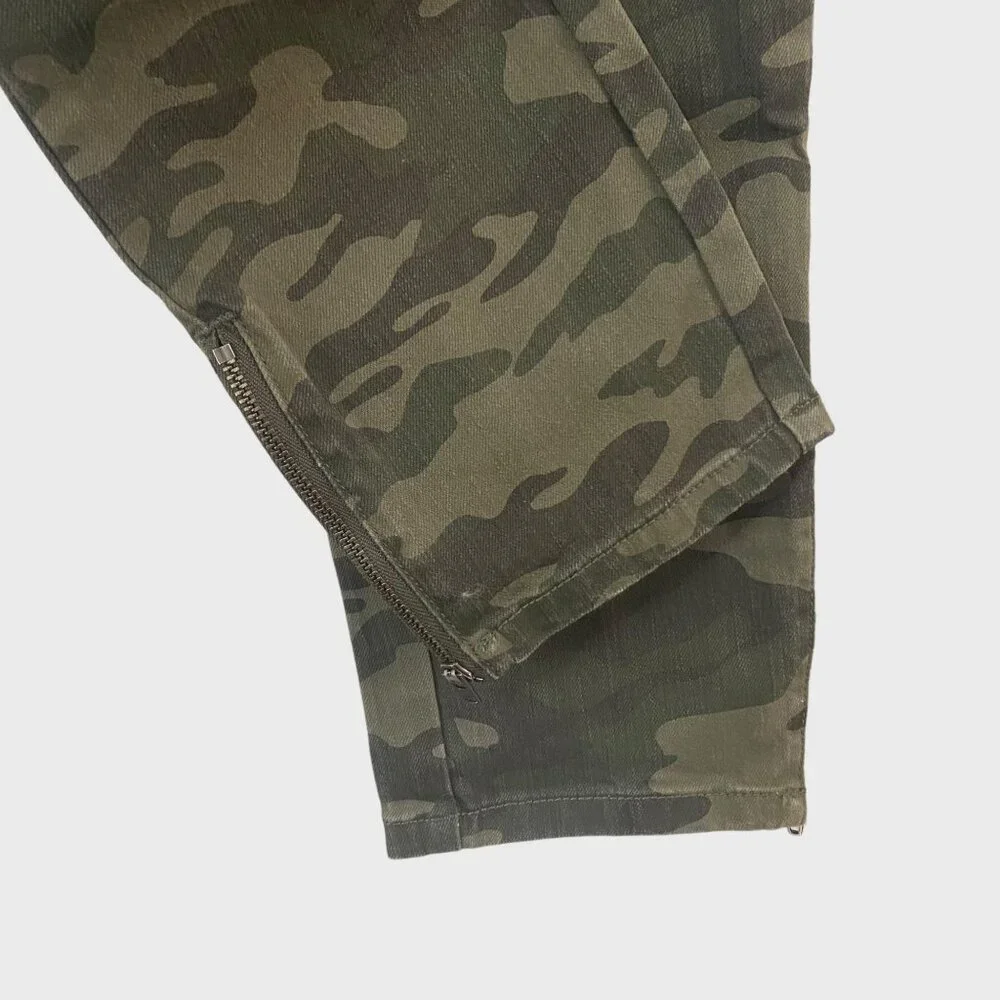 Calvin Klein Camo High-Rise Skinny Jeans Women's 31 Army Green Ankle-Zip Denim - Picture 7 of 11